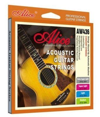 Струны для акустической гитары Alice AW436M Acoustic Coated Phosphor Bronze Wound Medium Guitar Strings 13/56 76830 фото