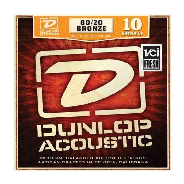 Струни для акустичної гітари Dunlop DAB1048 80/20 Bronze Extra Light (010-048) 78558 фото