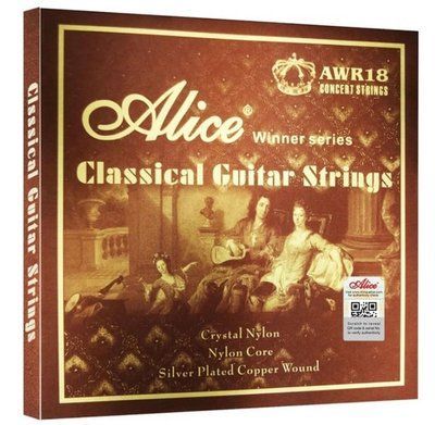 Струни для класичної гітари Alice AWR18N Crystal Nylon Silver Plated Copper Wound Nylon Core Нормальний натяг 28-43 85736 фото
