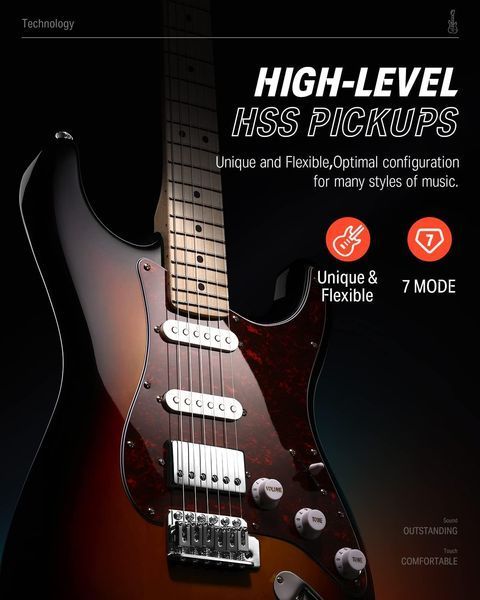 Набір електрогітара Donner Music DST-152 Electric Guitar Kit Sunburst EC1415 + комбопідсилювач + тюнер +чохол + ремінь 87535 фото