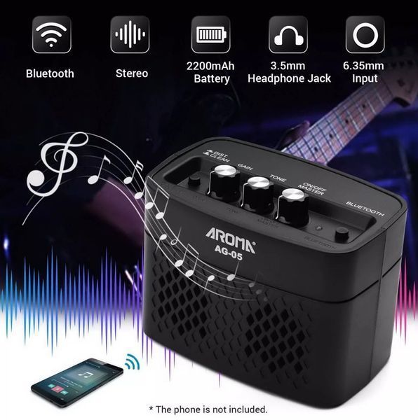 Комбопідсилювач для електрогітари AROMA AMP AG05 BLACK потужність 5вт 87192 фото