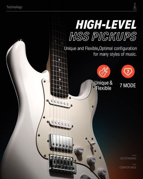 Набір електрогітара Donner Music DST-152 Electric Guitar Kit Polar White EC1418 + комбопідсилювач + тюнер +чохол + ремінь 87537 фото