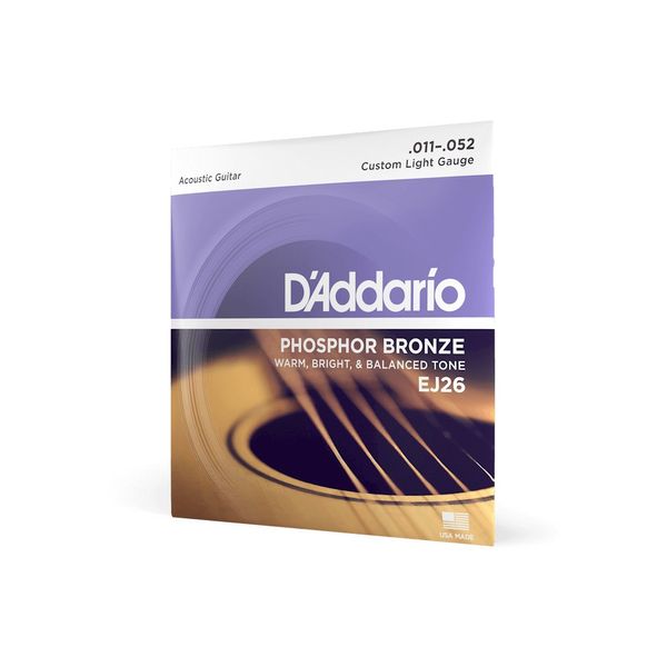 Струни для акустичної гітари D'Addario EJ26 Phosphor Bronze Custom Light Acoustic Guitar Strings 11/52 2888 фото