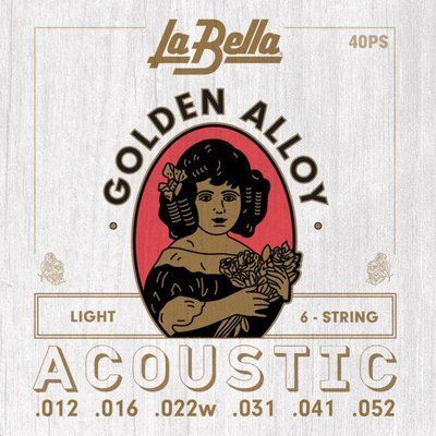 Струны для акустической гитары La Bella 40PS 80/20 Golden Alloy Acoustic Guitar Light 12/52 528810 фото