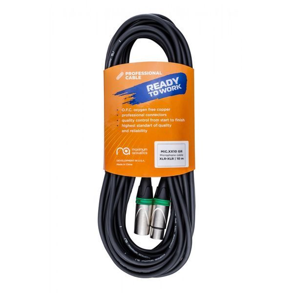 Кабель микрофонный Maximum Acoustics MIC.XX10 (Green) (OFC) 10м 23-3-15-7 фото