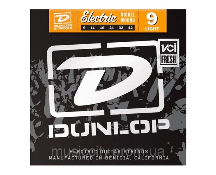 Струни для електрогітари  Dunlop DEN0942 Light Nickel Plated Steel Electric Guitar Strings 9/42 78562 фото