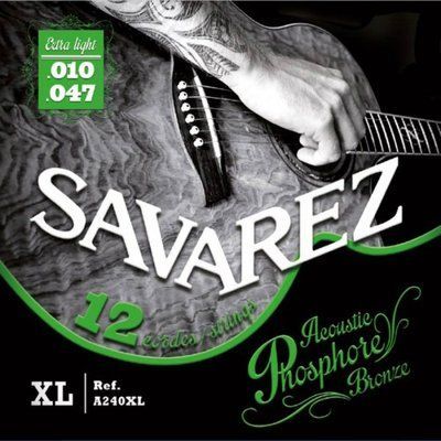 Струни для 12-струнної акустичної гітари Savarez A240XL Extra Light Tension сталь+фосфорна бронза 29-2-11-12 фото