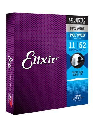 Струни для акустичної гітари Elixir AC PW CL Bronze 80/20 PolyWeb Custom Light 11-52 236036 фото
