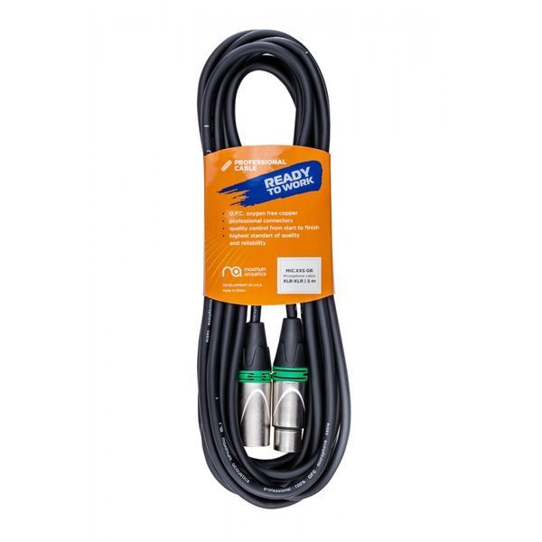 Кабель микрофонный Maximum Acoustics MIC.XX5 (Green) (OFC) 5м 23-3-15-4 фото