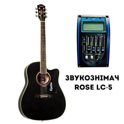 Електроакустична гітара Equites EQ901C BК 41 + П'єзодатчик Rose LC-5 85217-00239 фото
