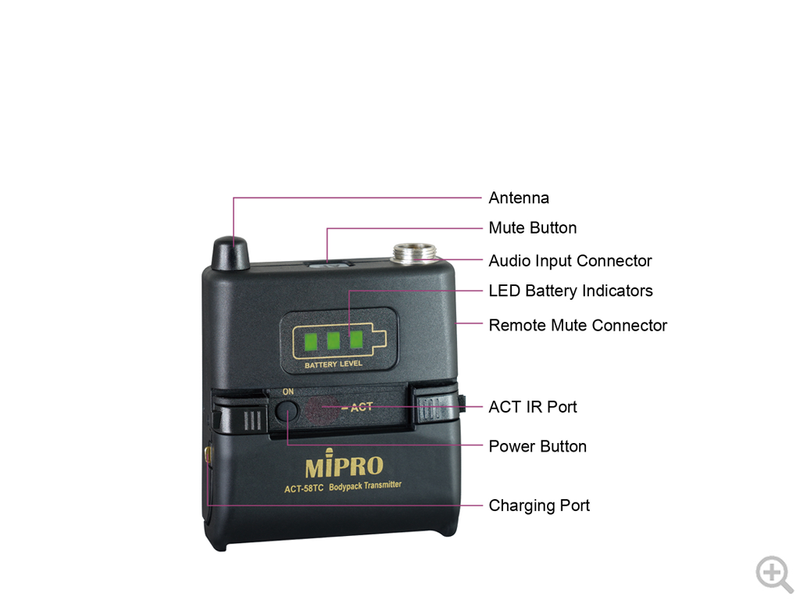 Поясний передавач Mipro ACT-58TC, акумулятор 18500 А 527755 фото