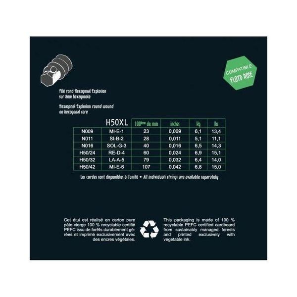 Струны для электрогитары Savarez H50XL Hexagonal Explosion Extralight Tension нержавеющая сталь 9-42 126209 фото