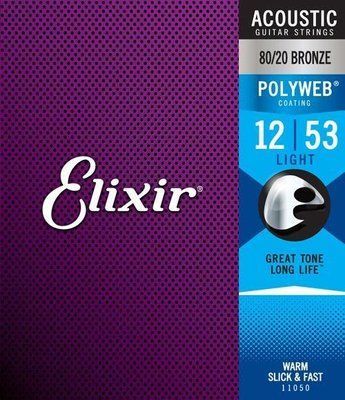 Струны для акустической гитары Elixir AC PW L Bronze 80/20 PolyWeb Light 12-53 236035 фото