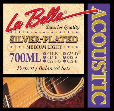 Струны для акустической гитары La Bella 700ML Medium-Light Tension 11-52 медь 528814 фото