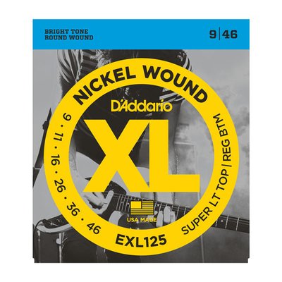 Струни для електрогітари D'Addario EXL125 Nickel Super Light Top/Regular Bottom Electric Guitar Strings 9/46 72108 фото