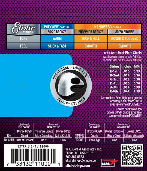 Струны для акустической гитары Elixir AC PW Extra Light 236028 фото