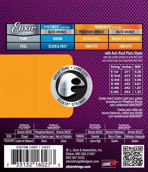 Струны для акустической гитары Elixir PB NW CL 240662 фото