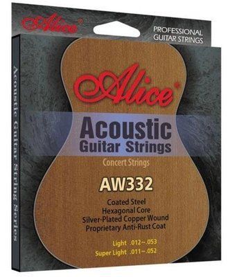 Струни для акустичної гітари Alice AW332SL Acoustic Silver Coated-Plated Copper Wound Super Light Guitar Strings 11/52 78306 фото