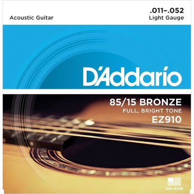 Струни для акустичної гітари D*ADDARIO EZ-910 bronze 85/15  Light Tension 74200 фото