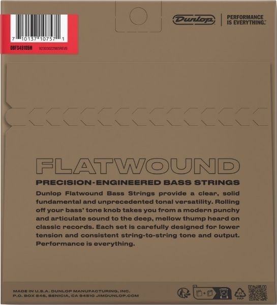 Струны для бас-гитары Dunlop DBFS45105M MD Scale Flatwound Stainless Steel 126927 фото