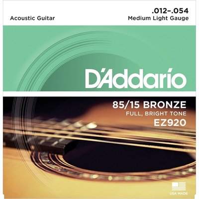 Струни для акустичної гітари D'ADDARIO EZ920 85/15 Bronze Medium Light (12-54)  74201 фото