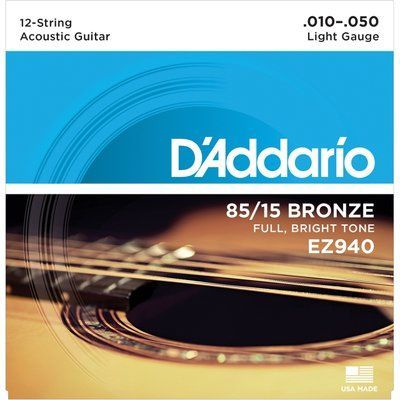 Струни для акустичної гітари D'ADDARIO EZ940 85/15 BRONZE LIGHT 12-STRINGS (10-50) 157 фото