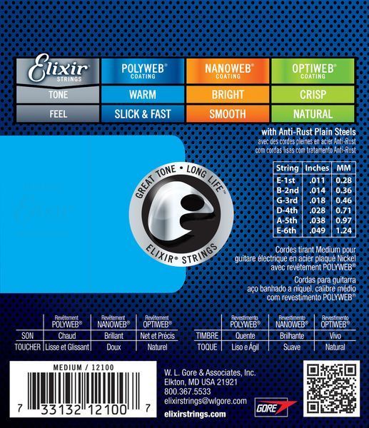 Струни для електрогітари Elixir EL PW M Nickel Plated Medium 11-49 285436 фото