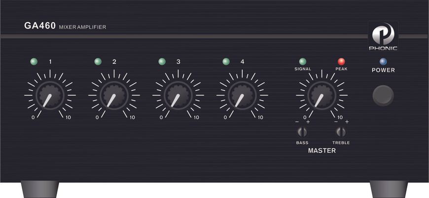 Інсталяційний мікшер-підсилювач Phonic GA460.  60 Вт RMS х 8Ом / 100В 286903 фото
