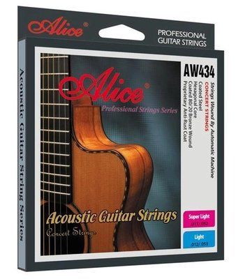 Струни для акустичної гітари Alice AW434L Acoustic Coated 80/20 Bronze Wound Light Guitar Strings 12/53 77162 фото