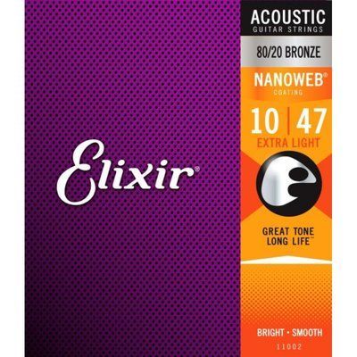 Струны для акустической гитары Elixir AC NW EL NanoWeb 80/20 Bronze 12-String Light 10-47 240666 фото