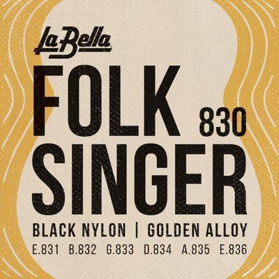 Струни для класичної гітари La Bella 830 Folksinger Black Nylon Golden Alloy Medium 528801 фото