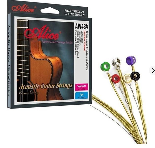 Струны для акустической гитары Alice AW434P-SL Acoustic Coated 80/20 Bronze Wound Super Light Guitar Strings 11/52 80149 фото