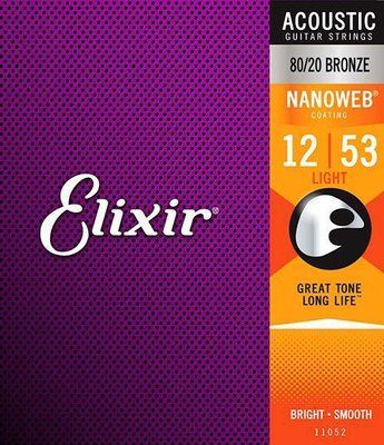 Струны для акустической гитары Elixir AC NW L Bronze NanoWeb Light 12-53 236030 фото