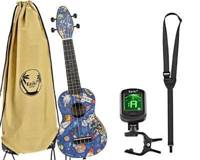 Набор укулеле сопрано Keiki K2-SP Spaceman Soprano (С принтом) + чехол + ремень + тюнер 126891 фото