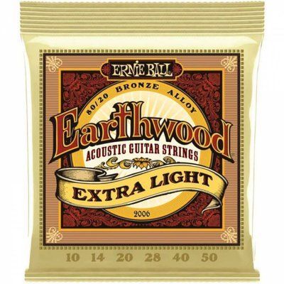 Струни для акустичної гітари Ernie Ball 2006 Earthwood 80/20 Bronze 10-50 Extra Light Ernie Ball E.L 2006 фото
