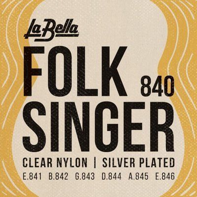 Струни для класичної гітари La Bella 840 Folksinger Silver Nylon Silver Alloy Medium 530172 фото