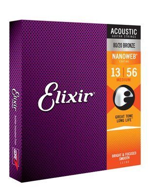 Струни для акустичної гітари Elixir AC NW M Bronze 80/20 NanoWeb Medium Tension 240686 фото