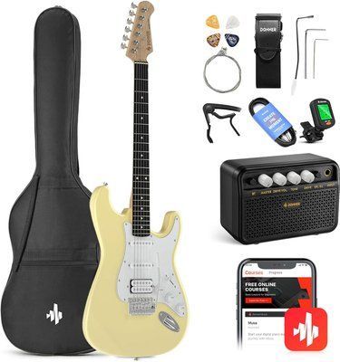 Набор электрогитара Donner Music DST-100 Sunburst Electric Guitar Kit Yellow EC1169 + комбоусилитель + чехол + ремень + тюнер 87534 фото