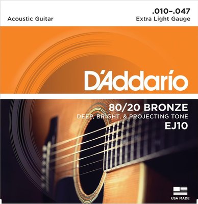 Струни для акустичної гітари D*ADDARIO EJ-10 (10-47) bronze Extra Light Tension 0153 фото