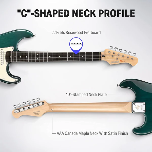 Набор электрогитара Donner Music DST-400 Electric Guitar Dark Green EC1384 + чехол + ремень 87538 фото