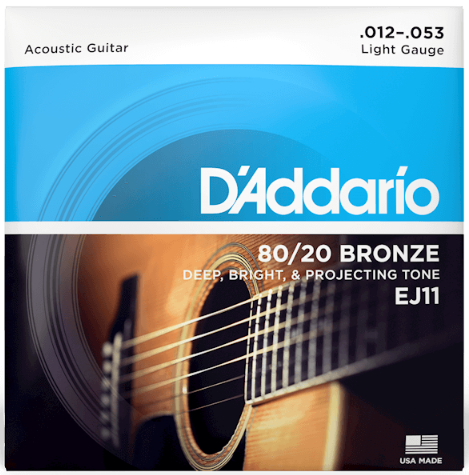 Струни для акустичної гітари D'Addario EJ11 80/20 Bronze Light Acoustic Guitar Strings 12/53 73766 фото