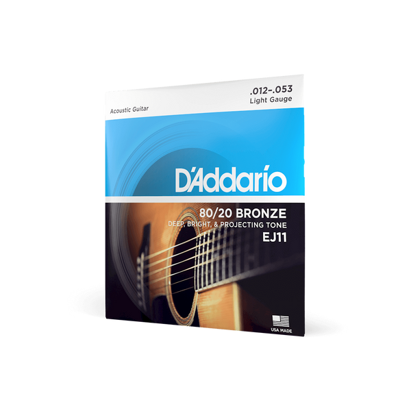 Струни для акустичної гітари D'Addario EJ11 80/20 Bronze Light Acoustic Guitar Strings 12/53 73766 фото