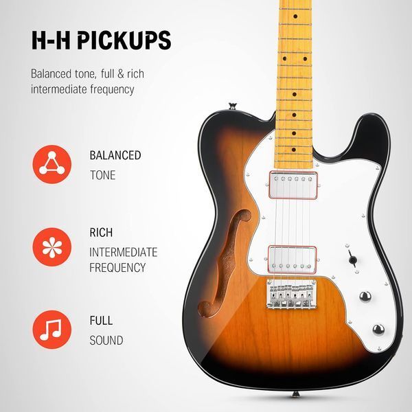 Набор электрогитара Donner Music DJC-1000S Sunburst Electric Guitar EC1407 + чехол + ремень 87541 фото
