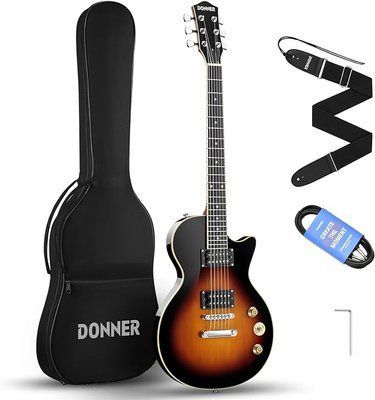 Набор электрогитара Donner Music DLP-124 Electric Guitar Sunburst EC1277 + чехол + ремень 87540 фото