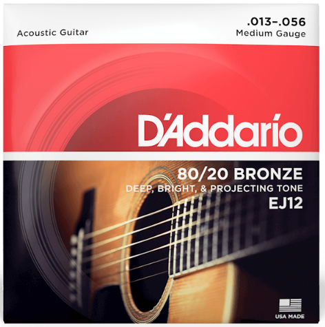 Струни для акустичної гітари D'Addario EJ12 80/20 Bronze Medium Acoustic Guitar Strings 13/56 73767 фото