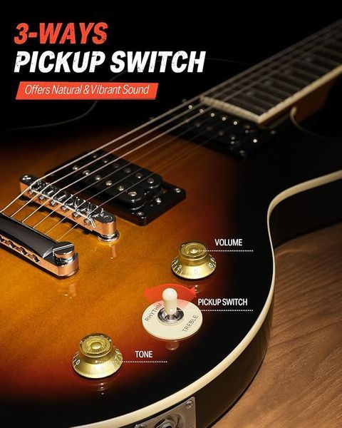 Набір електрогітара Donner Music DLP-124 Electric Guitar Sunburst + чохол + ремінь 87540 фото