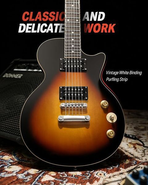 Набір електрогітара Donner Music DLP-124 Electric Guitar Sunburst + чохол + ремінь 87540 фото