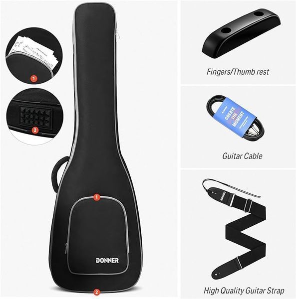 Набір електрогітара Donner Music DLP-124 Electric Guitar Sunburst + чохол + ремінь 87540 фото