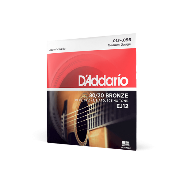 Струни для акустичної гітари D'Addario EJ12 80/20 Bronze Medium Acoustic Guitar Strings 13/56 73767 фото